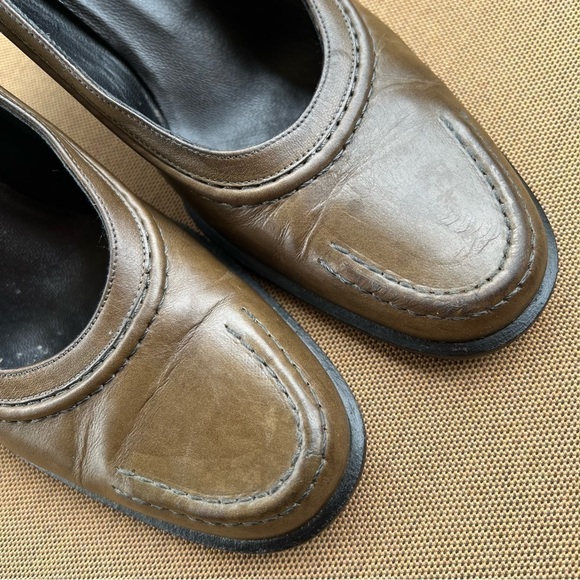 Fendi pumps cylinder heel women’s leather shoes ,color moss, 35.5 made in Italy - Picture 5 of 14